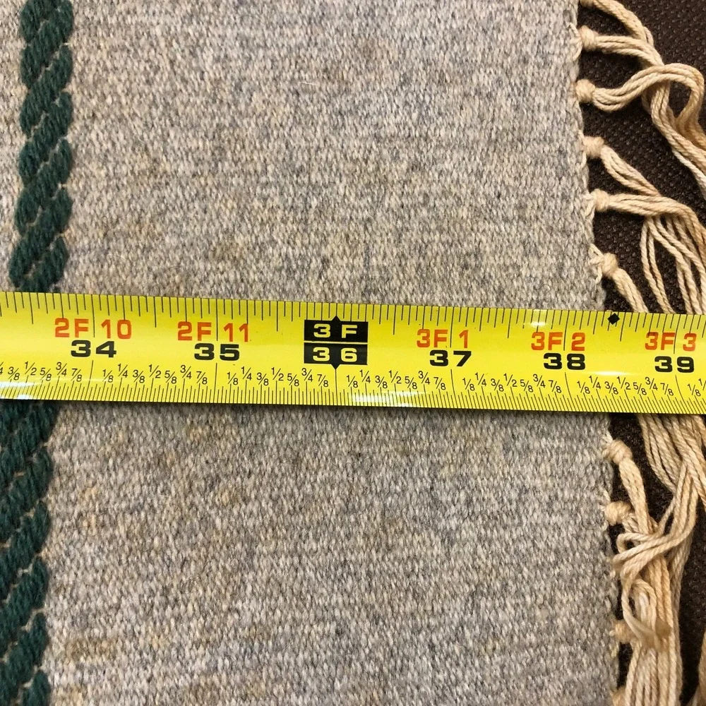 Vintage Scandinavian Table Runner Hand Woven Folk Art Wool 38x16 Nordic Kilim